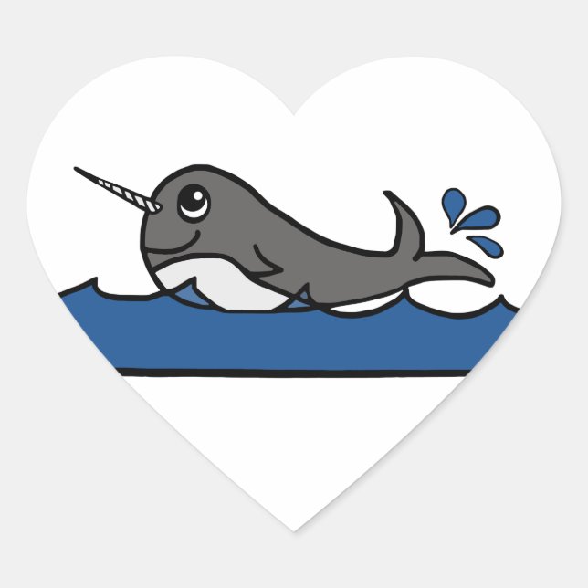 Sticker Cœur Narwhal Splash (Devant)