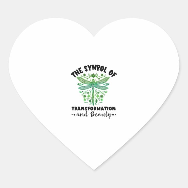 Sticker Cœur Nature Insect Dragonflies Transformation Beauty Dr (Devant)