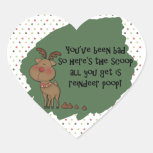 Sticker Cœur Naughty Funny Christmas Reindeer Poop Don Dit