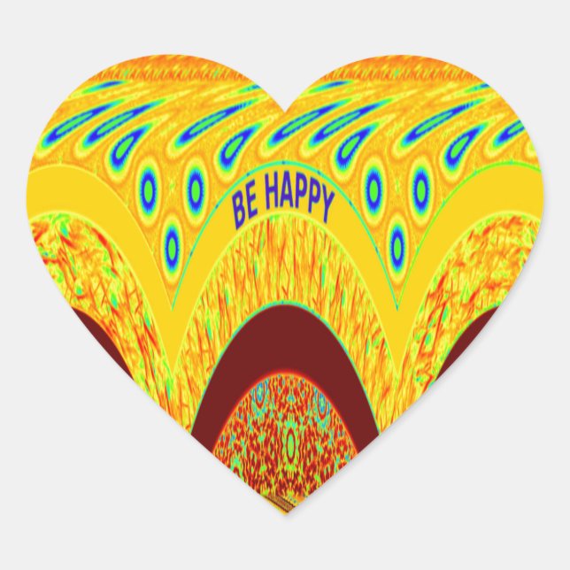 Sticker Cœur Ne vous inquiétez pas être heureux Art Design (Devant)