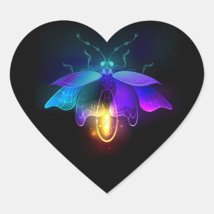Sticker Cœur Neon Firefly sur noir
