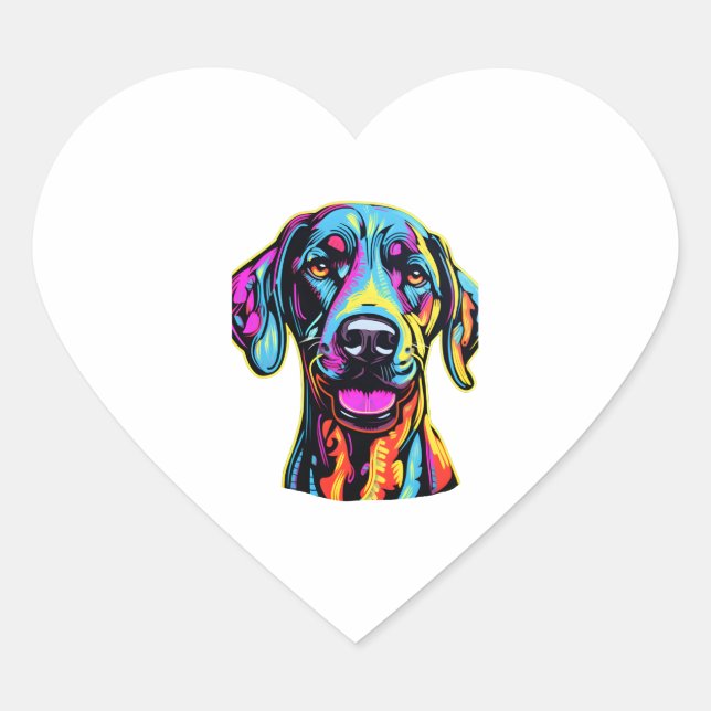 Sticker Cœur Neon Great Dane (Devant)