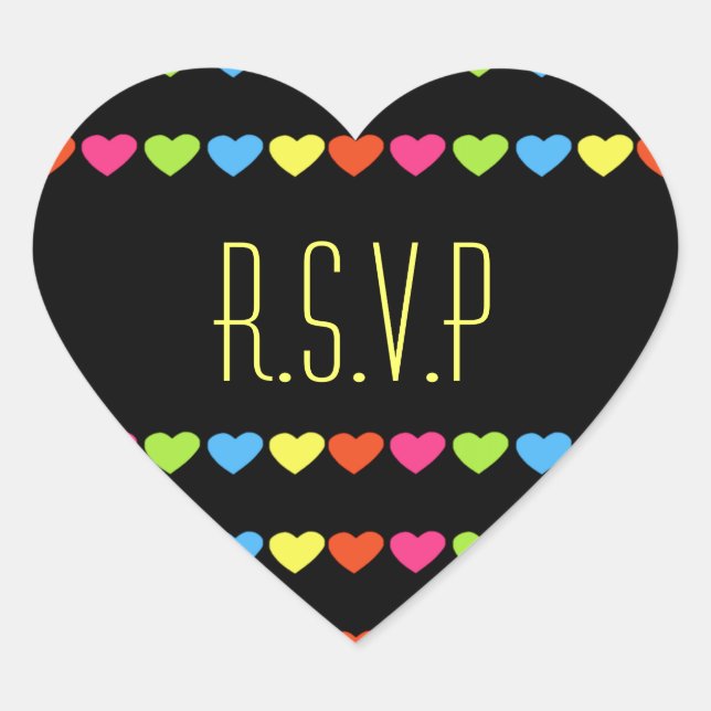 Sticker Cœur Neon Hearts (Mariage) (Devant)