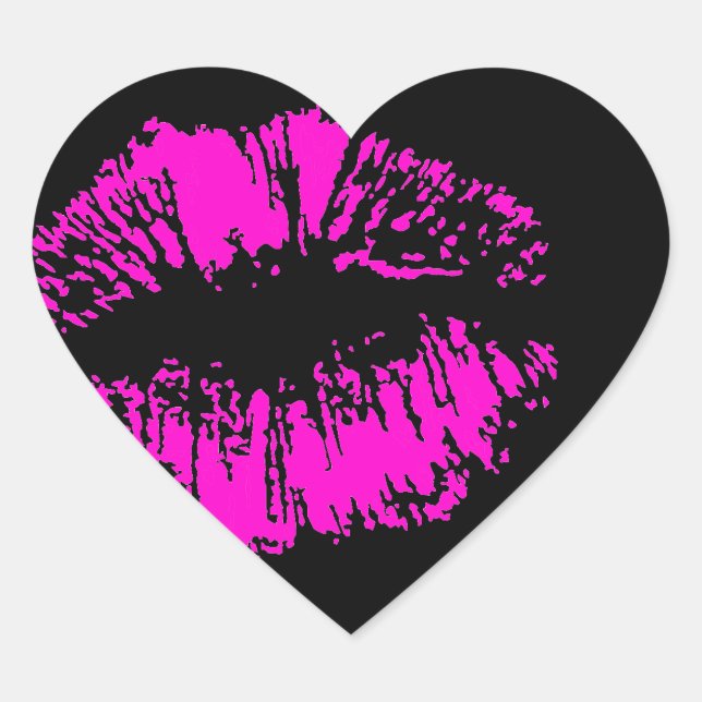 Sticker Cœur Neon Kiss sur le coeur noir (Devant)