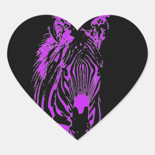 Sticker Cœur Neon Pink Zebra