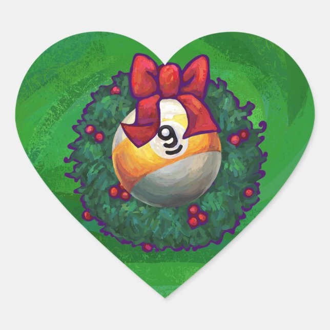 Sticker Cœur Neuf boule en couronne verte (Devant)