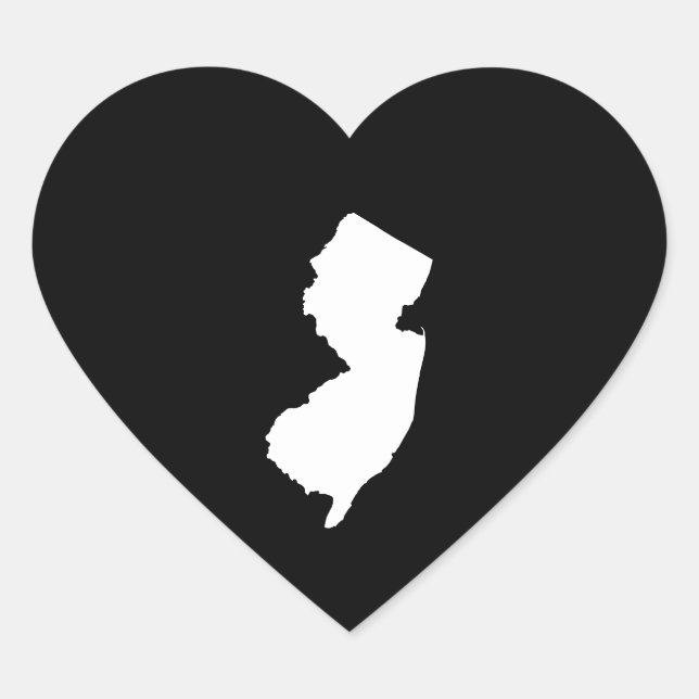 Sticker Cœur New Jersey en blanc et noir (Devant)