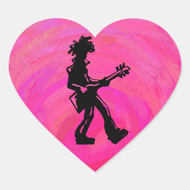 Sticker Cœur New York Boogie Nights Guitare Hot Pink (Devant)