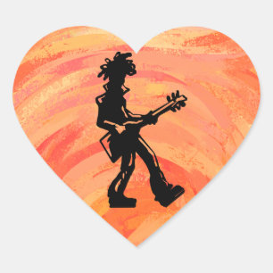 Sticker Cœur New York Boogie Nights Guitare Orange