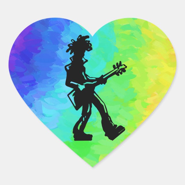 Sticker Cœur New York Boogie Nights Guitare Rainbow (Devant)