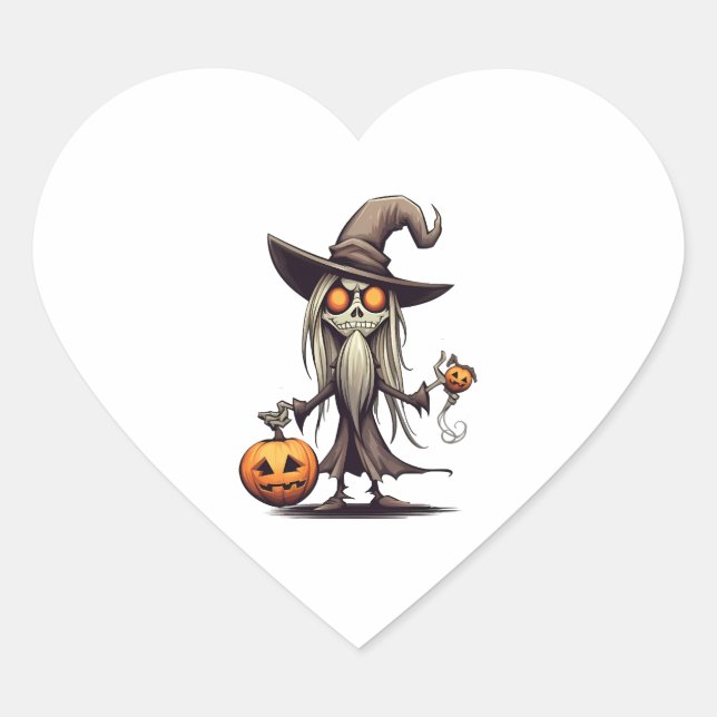 Sticker Cœur Night d'Halloween (Devant)