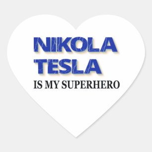 Sticker Cœur Nikola Tesla est mon super-héros