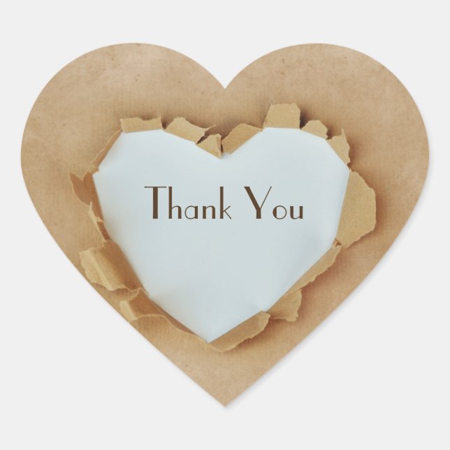 Sticker Cœur Noce rustique Brown de coeur de sac de papier (Devant)