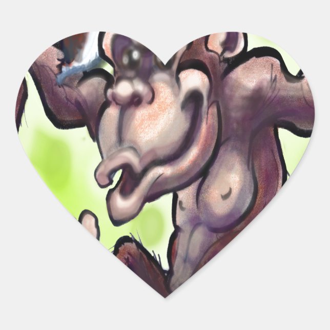 Sticker Cœur Noël au chimpanzé (Devant)