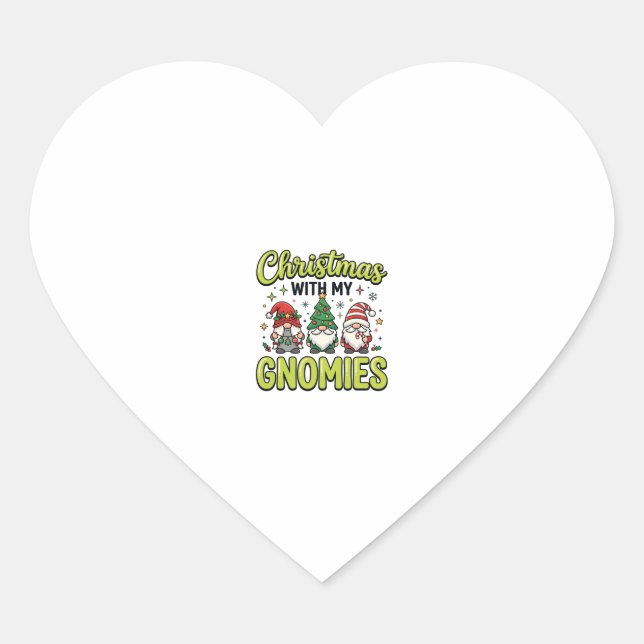 Sticker Cœur Noël avec mes lutins modèle gnome (Devant)