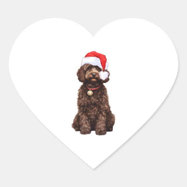 Sticker Cœur Noël Cockapoo (Devant)