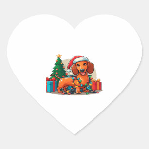 Sticker Cœur Noël Dachshund 2