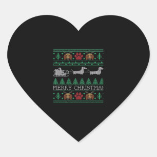 Sticker Cœur Noël Dachshund Wiener Dog Dachshund Ugly Chri