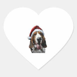 Sticker Cœur Noël de Basset Hound