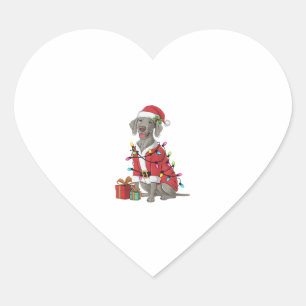 Sticker Cœur Noël de l'éclairage de Noël Père Noël Weimaraner C