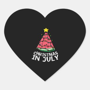 Sticker Cœur Noël En Juillet Pastèque Noël Arbre Été