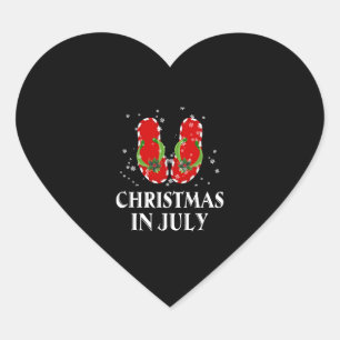 Sticker Cœur Noël En Juillet Père Noël Flip Flop Été Noël Cadea