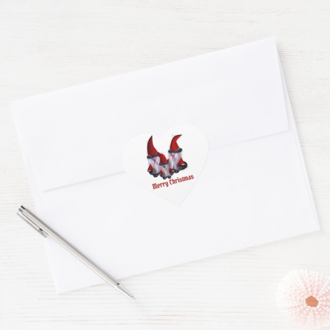 Sticker Cœur Noël familial nain (Enveloppe)
