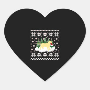Sticker Cœur Noël Jaune Labrador Silhouette Santa Hat Cla