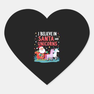 Sticker Cœur Noël Je Crois En Père Noël Et Unicornes Funny Xm