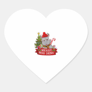 Sticker Cœur Noël Joyeux Moo Deng Cute Baby Hippo Bounco Ap