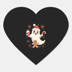 Sticker Cœur Noël Joyeux Noël pour cadeau Noël Fantôme de Noël