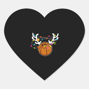 Sticker Cœur Noël Lumières Basketball Ball Funny Noël