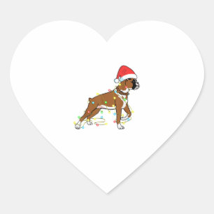 Sticker Cœur Noël Lumières Boxer Amoureux des chiens Funny Cade