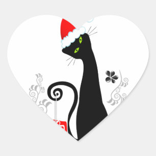 Sticker Cœur Noël moderne Kitty