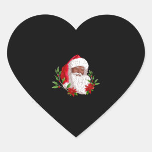 Sticker Cœur Noël Père Noël et Poinsettias