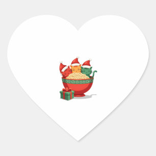 Sticker Cœur Noël Ramen Chat Père Noël Anime Meow Kitty Meow Ca