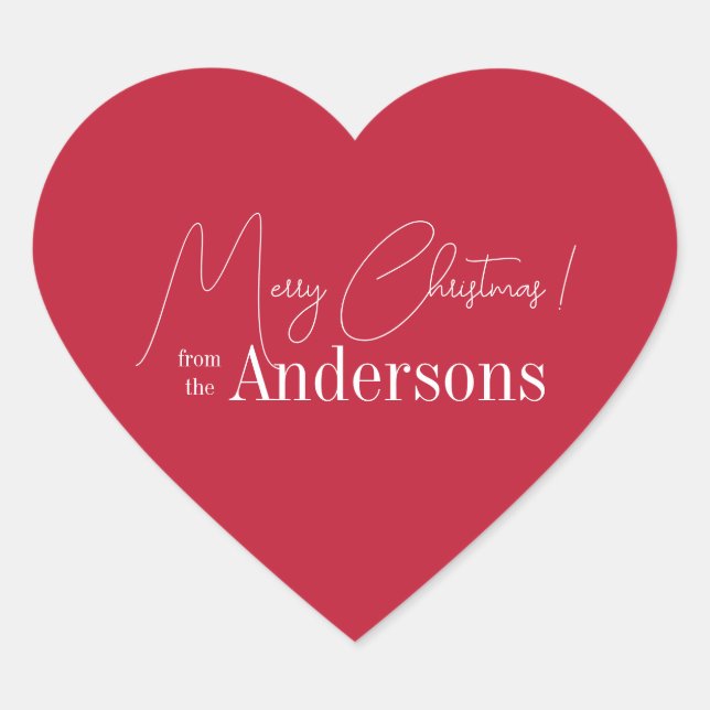 Sticker Cœur Noël rouge du nom de famille (Devant)
