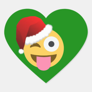 Sticker Cœur noël santa claus winking emoji