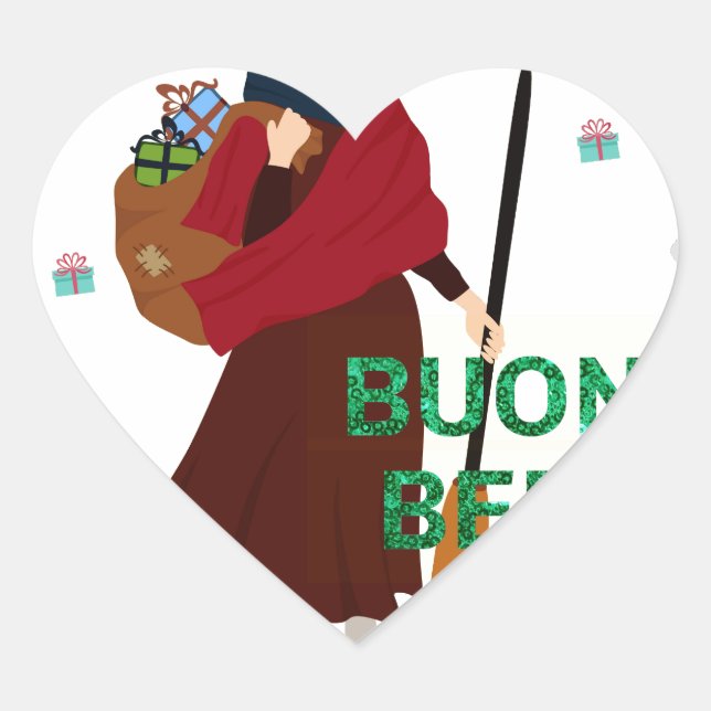 Sticker Cœur noël sorcière buona Befana (Devant)
