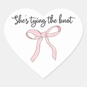 Sticker Cœur Nœud Papillon Rose Favori de Fête de Mariage