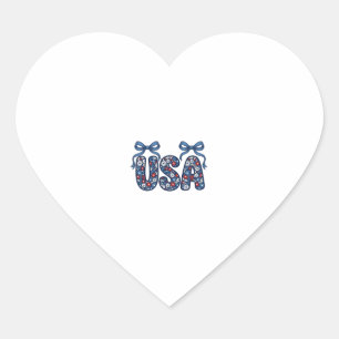 Sticker Cœur Nœud USA floral design vectoriel patriotique_1