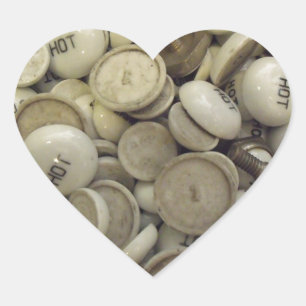 Sticker Cœur Noeuds vintages en porcelaine chaude et froide