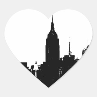 Sticker Cœur Noir blanc New York Silhouette