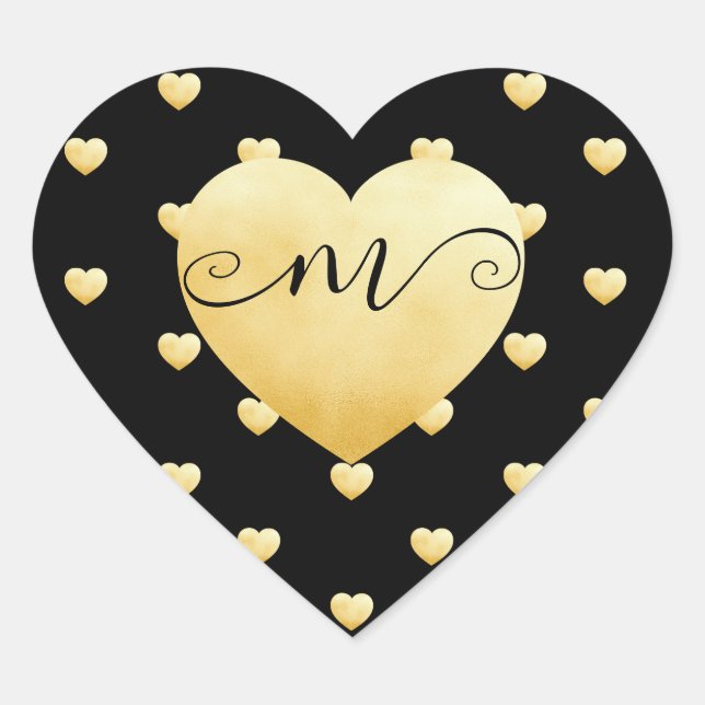 Sticker Cœur Noir do-it-yourself Monogramme (Devant)