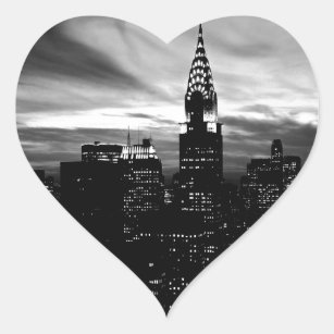 Sticker Cœur Noir et blanc New York City Midtown
