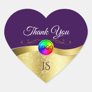 Sticker Cœur Noir violet foncé Wavy Gold avec logo Monogramme M