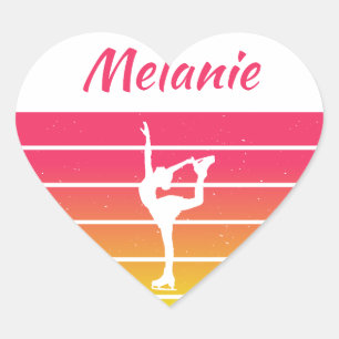 Sticker Cœur Nom de la personnaliser de la fille de patinage ar