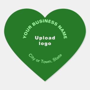 Sticker Cœur Nom de l'entreprise, logo, ville et état sur vert