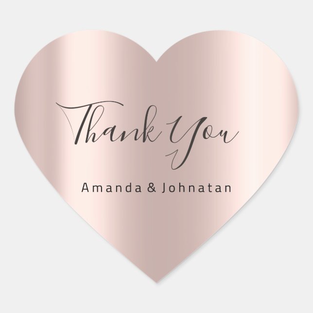 Sticker Cœur Nom du Merci Simple Rose Bridal Sweet 16e (Devant)