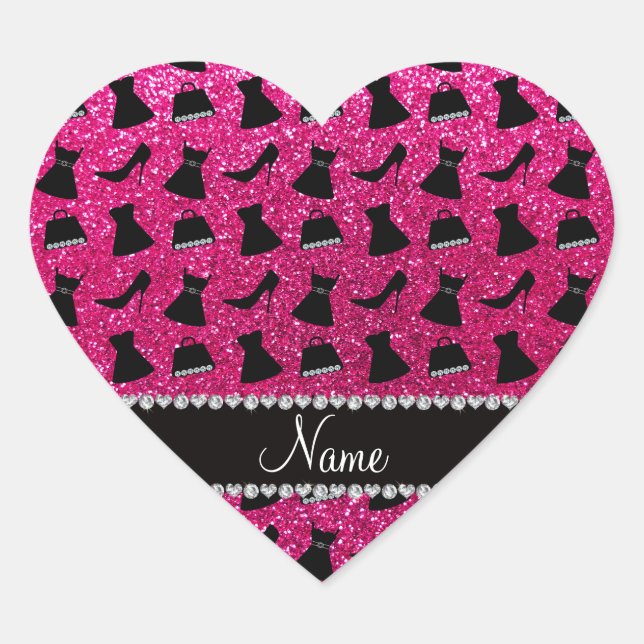 Sticker Cœur Nom neon rose chaud parties scintillant hauts talo (Devant)
